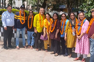 Traditional garland welcome during Manimahesh Yatra